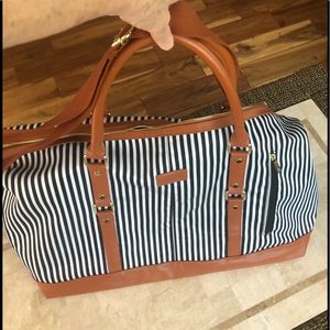 Kidman blk/white stripe weekender bag
